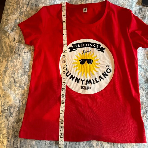 Moschino Swim Shirt Size Small Women's Red Sunny Milano Graphic  Summer Designer - Picture 13 of 14